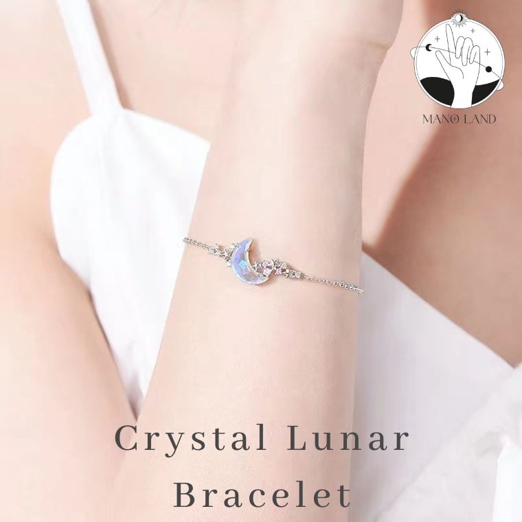 MNL Crystal Lunar ข้อมือดวงจันทร์ ดวงจันทร์ กำไรข้อมือ แฟชั่นเงินแท้ สไตล์มินิมอล เกาหลี ใส่ได้ทุกวัน ไม่ลอกดำ น่ารัก