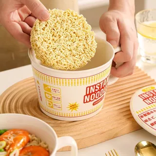 (สินค้าพร้อมส่งจากไทย)(ถูกที่สุด) ชามมาม่า ถ้วยมาม่าเซรามิค พร้อมฝาปิดเซรามิค cup noodles