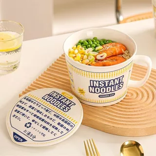 (สินค้าพร้อมส่งจากไทย)(ถูกที่สุด) ชามมาม่า ถ้วยมาม่าเซรามิค พร้อมฝาปิดเซรามิค cup noodles