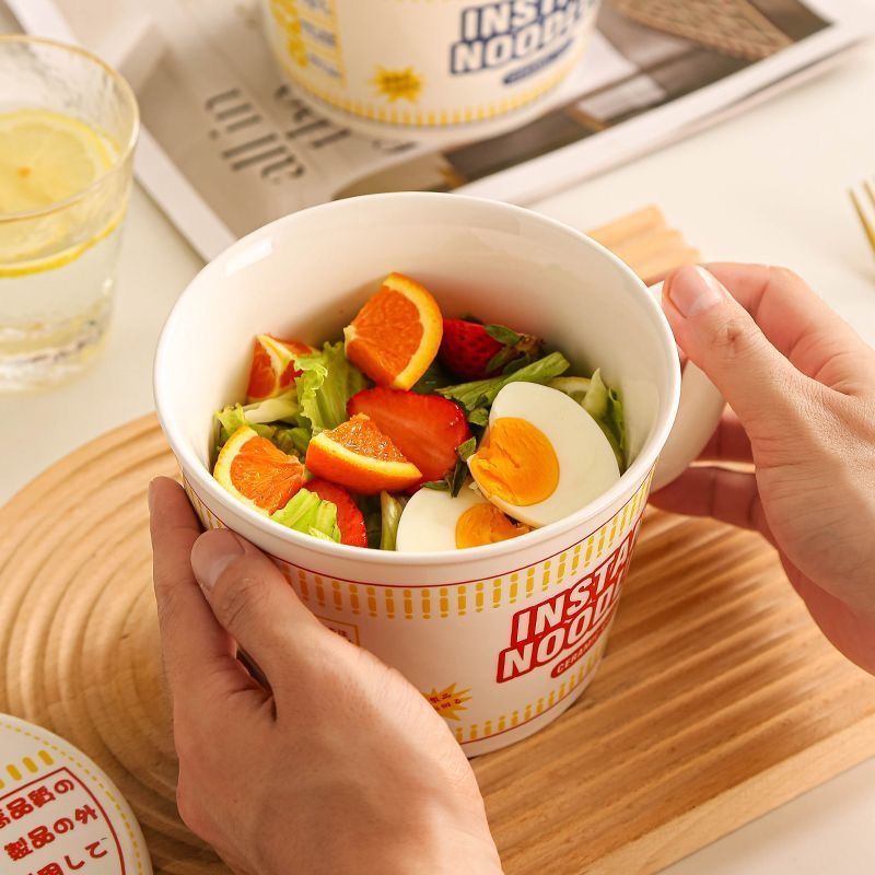 (สินค้าพร้อมส่งจากไทย)(ถูกที่สุด) ชามมาม่า ถ้วยมาม่าเซรามิค พร้อมฝาปิดเซรามิค cup noodles - รูปที่ 5