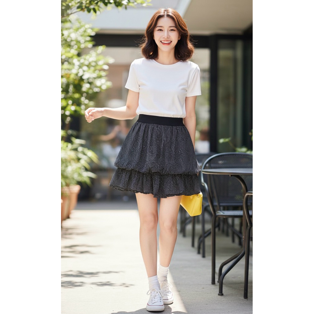 🖤 กระโปรงสั้นลายจุด (Dot Pattern Mini Skirt)