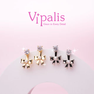 Vipalis พร้อมส่ง ต่างหูโบว์คริสตัลไข่มุก | Bow Pearl Crystal Earrings | Post Pin Silver 925