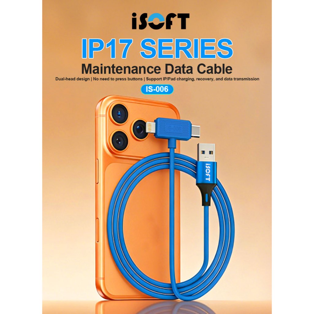 Isoft IS-006สายเคเบิลข้อมูลการบำรุงรักษาแบบคู่สำหรับ iP อินเทอร์เฟซ TYPE-C การชาร์จการกู้คืนและการส่งข้อมูล