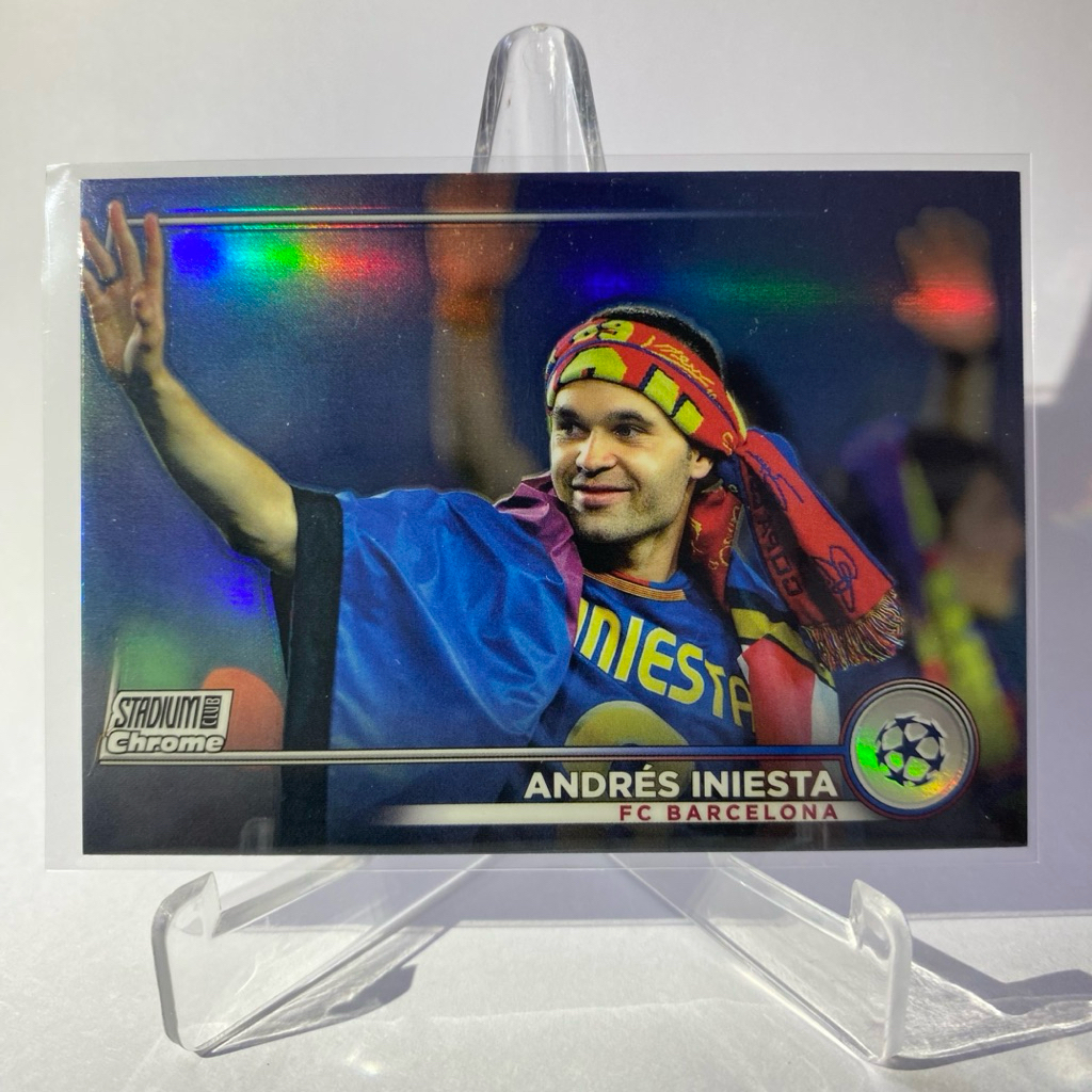 การ์ดนักฟุตบอล ANDREES INIESTA, (refractor), BARCELONA, TOPPS STADIUM CHROME 2024