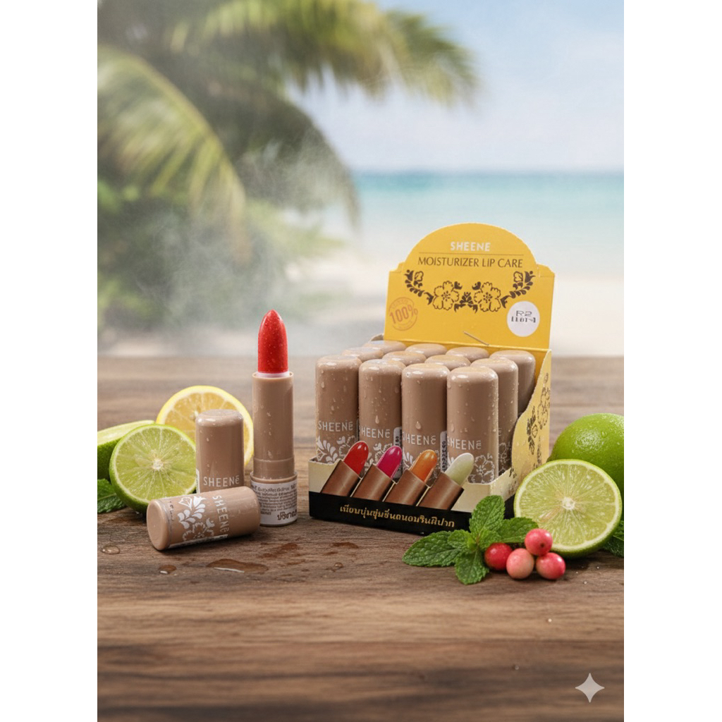 Sheene Lip Balm ชีเน่ ลิป สีแดง บรรจุ 12 แท่ง