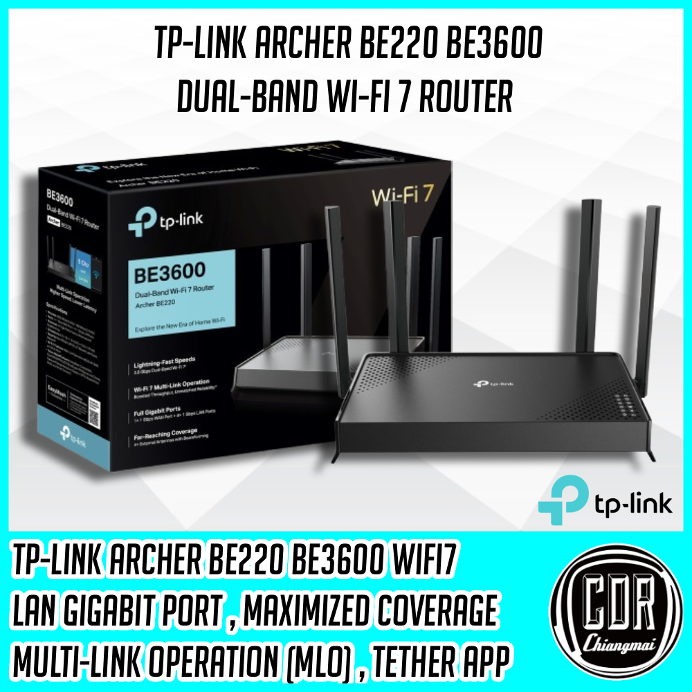 TP-LINK Router TP-LINK Archer BE220 Wireless BE3600 Dual Band Gigabit WiFi7 รับประกันตลอดอายุการใช้ง