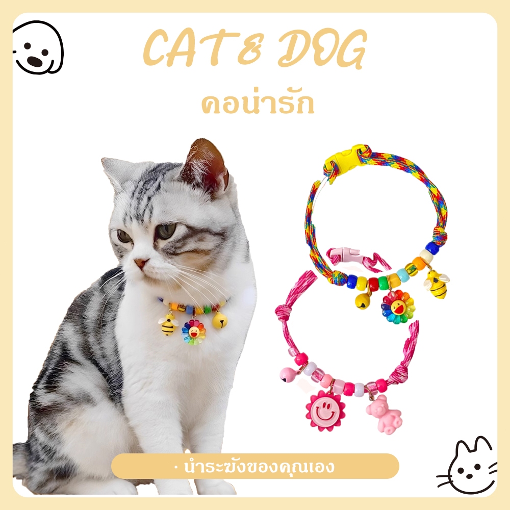 เลือกจี้เองได้ สุนัข สัตว์เลี้ยง เชือกถักสุดน่ารัก เลือกจี้เองได้ ปรับระดับได้ เชือกหนาไม่ขาดง่าย