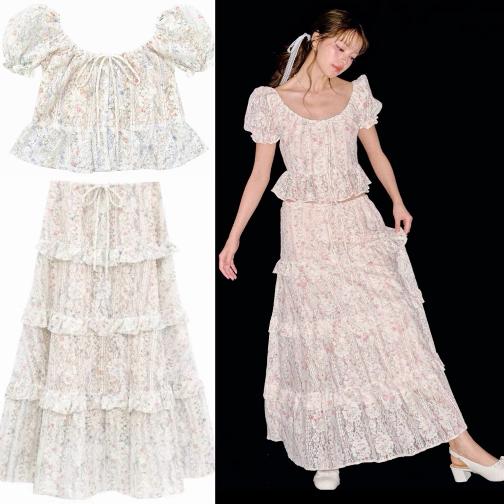 etoile bnk brand mercury top size m layer skirt size s สี sky