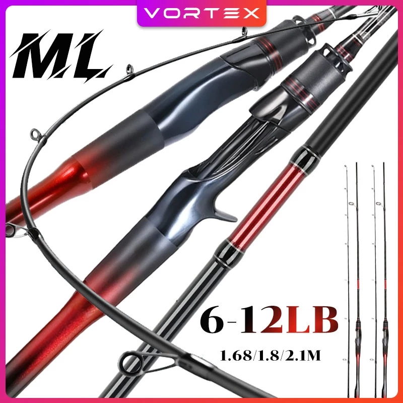 คันเบ็ดตกปลา คันเบ็ด Baitcasting/Spinning Rod ML การกระทำ 2 ส่วน 6-12ปอนด์ คันเบ็ด สำหรับจิ๊กกิ้ง คันเบ็ดพกพาสำหรับตกปลา