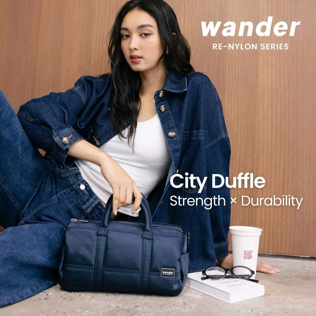 Wander City Duffle กระเป๋าผ้า Re-Nylon พร้อมสายสะพาย ผ้านุ่ม พรีเมียม เบา จุเยอะ 12 ช่อง