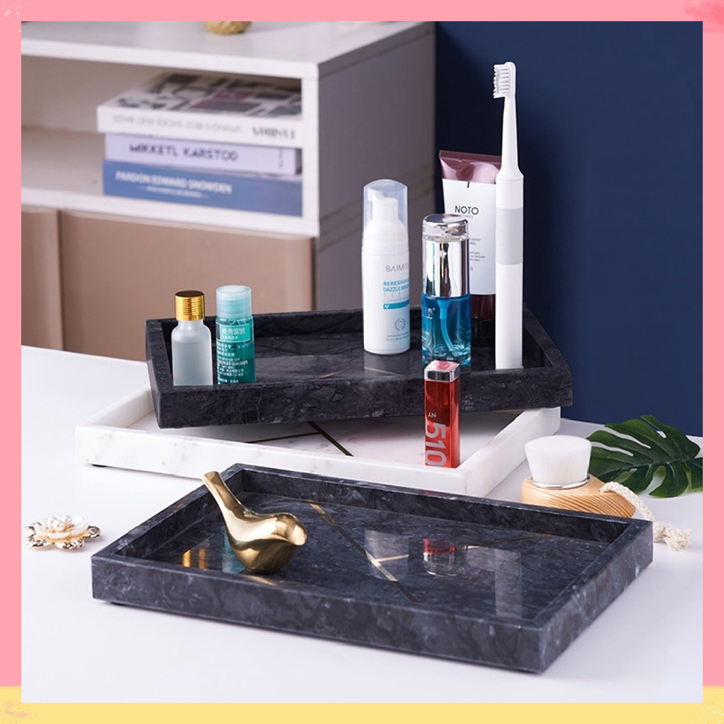 ถาดหิน ลายหินอ่อน (MH_028) จัดเก็บของ จัดระเบียบบ้าน ตกแต่งบ้าน ถาดหินอ่อนตกแต่งบ้านห้องน้ำชุดอ่าง