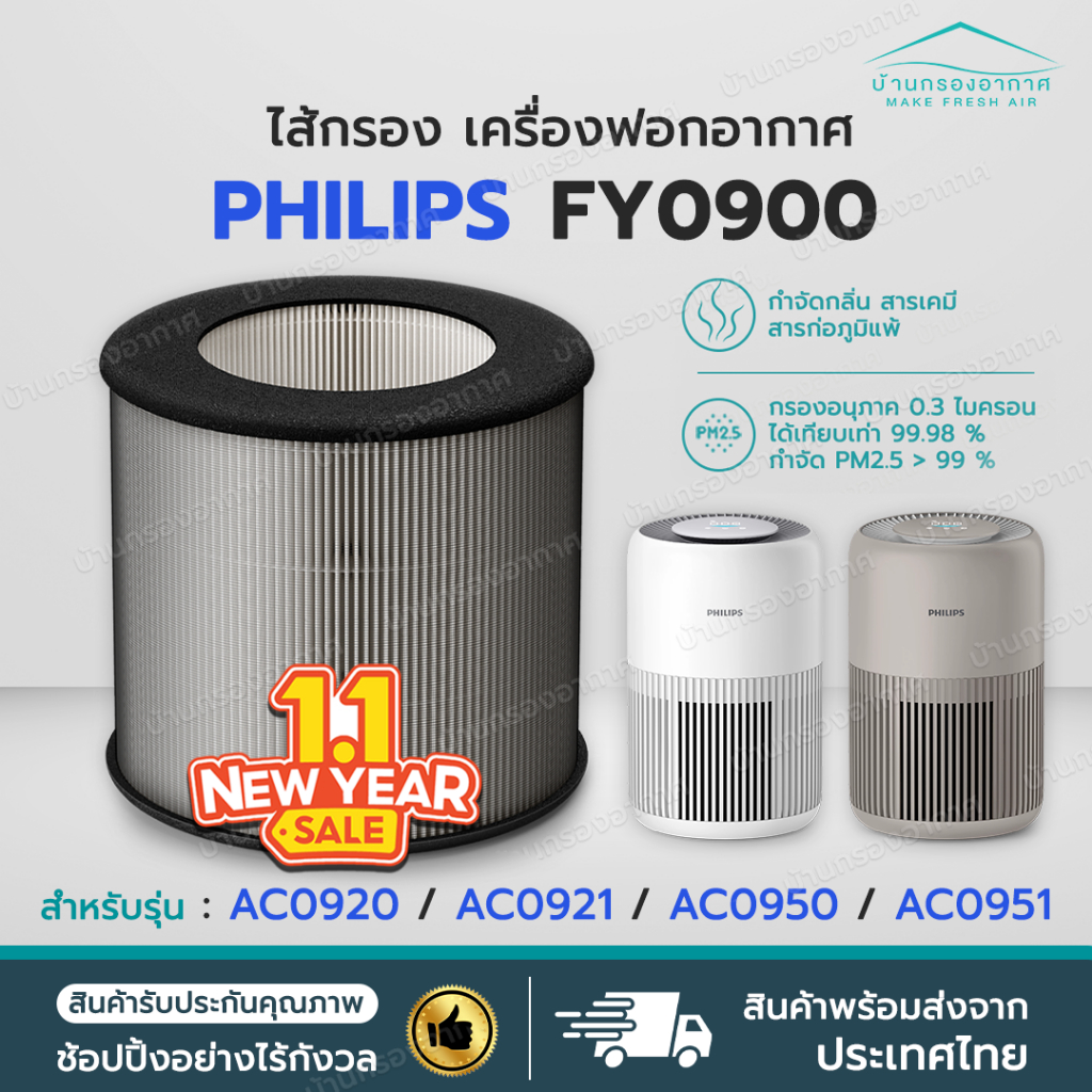 ถูกสุด✅ ไส้กรองอากาศ Philips FY0900 รุ่น AC0920 AC0921 AC0950 AC0951 HEPA H13 Filter FY0900/30 เครื่