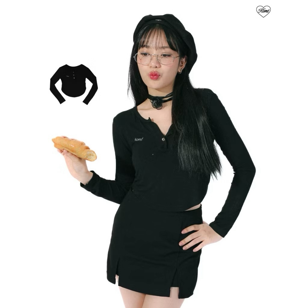 เสื้อแขนยาวผ้านุ่ม Kome Girl มือสองสภาพดี