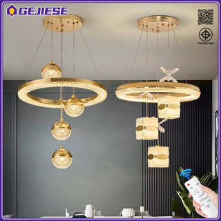 GEJIESE 3 สี โคมไฟระย้า ด้วยการควบคุมระยะไกล โคมไฟแขวน สามาร…