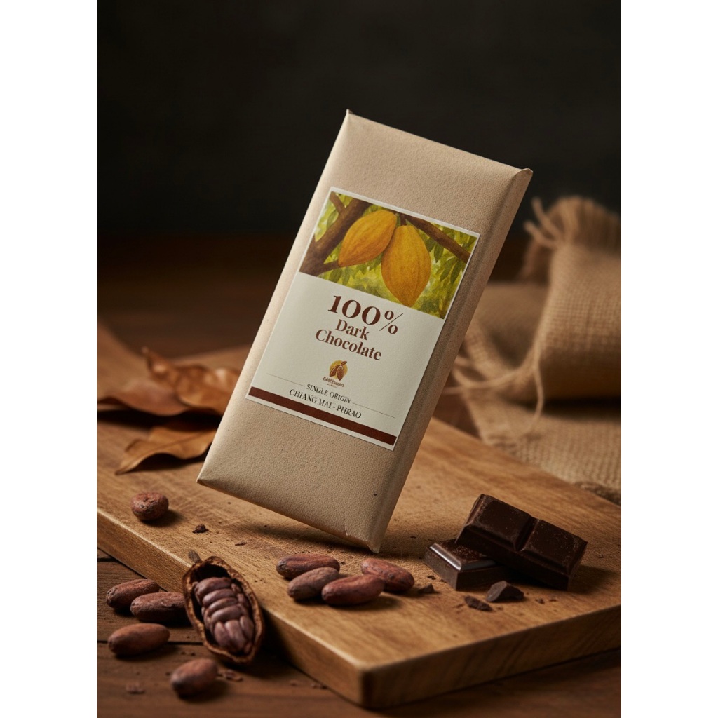 Chocolate Single Origin Dark Chocolate 100% | ChaingMai Phrao By CocoaBaanhao