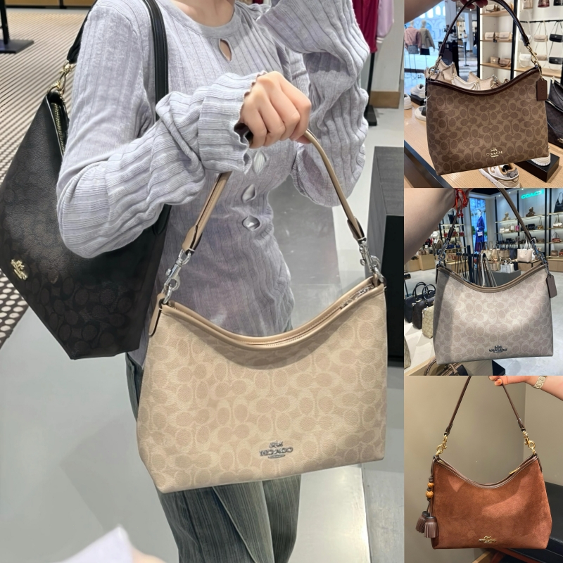 แท้ 💯% COACH Laurel Crossbody Bag In Signature Canvas👜กระเป๋าเป้สะพายข้างขนาดใหญ่ 2 สายสะพาย