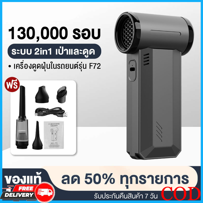 พัดลมเทอร์โบเจ็ท GXZ-F72 พัดลมอเนกประสงค์ พลังเจ็ท Handheld fan 130000RPM 2ระบบ 2 in 1 ดูดและเป่า