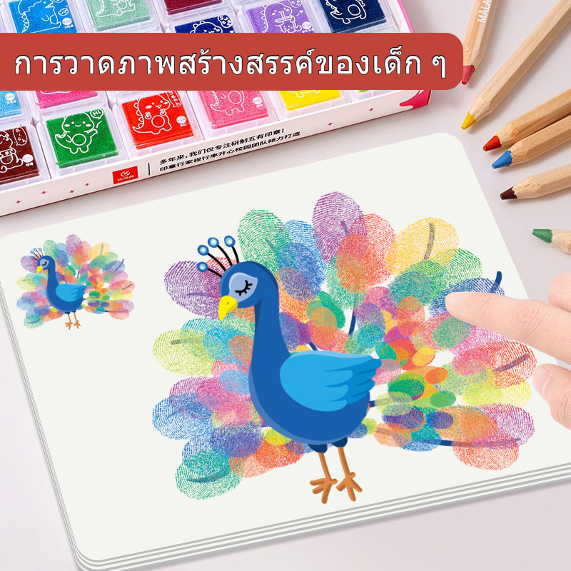 ภาพวาดนิ้วเด็ก อัลบั้มระบายสี ของเล่น ปรับปรุงความสามารถในการวาดภาพและจินตนาการ การศึกษา เครื่องมือวาดภาพ สีปลอดสารพิษ