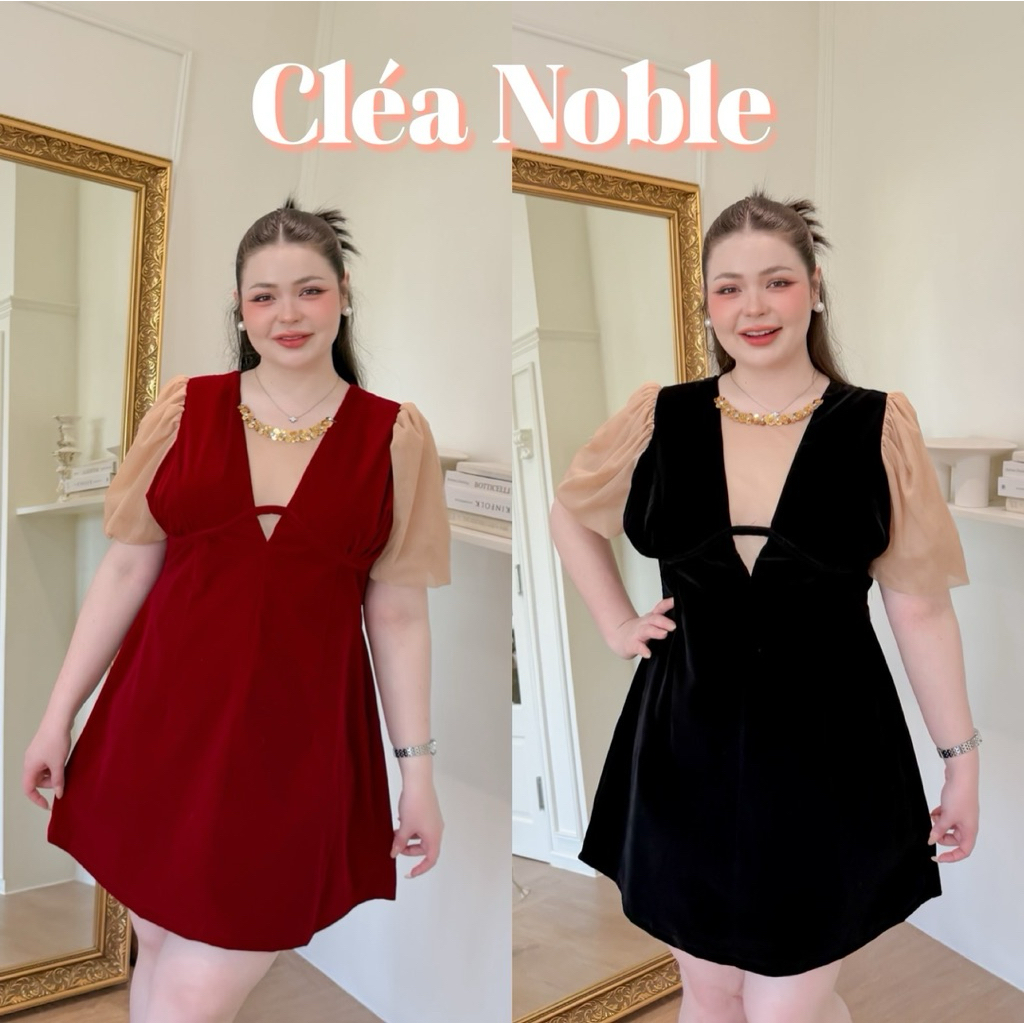 Lady M | Clea Noble dress plussize เดรสสั้นสาวอวบ ผ้ากำมะหยี่สุดไฮโซ ลุคคุณหนู ดีไซน์สวยเก๋ ใส่ออกเดต โอกาสพิเศษ