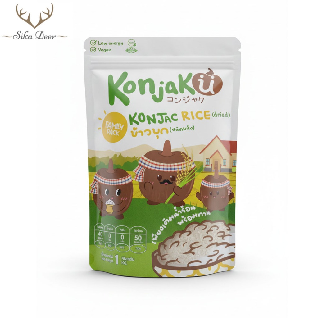 Konjaku คอนจากุ ข้าวบุก ชนิดแห้ง (Rice02) ขนาด 1000กรัม บุกเพื่อสุขภาพ Konjac Rice