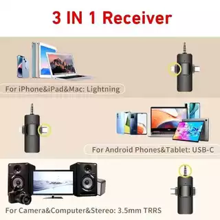F11 ไมโครโฟนไร้สาย 3 ใน 1 ลดเสียงรบกวนลูกบอลสำหรับโทรศัพท์มือถือกล้องถ่ายทอดสดบันทึกวิดีโอWireless Microphone