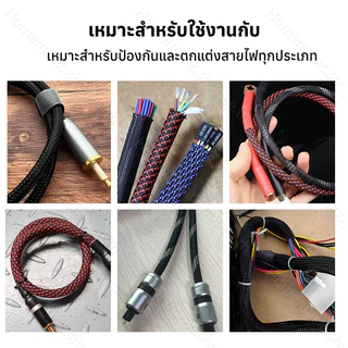 สายถักหุ้มสายไฟ ทนทานและยืดหยุ่น หลายขนาด (4-10mm) ขายเป็นชิ้น: 1 เมตร/ชิ้น (ตัดสำเร็จรูป)