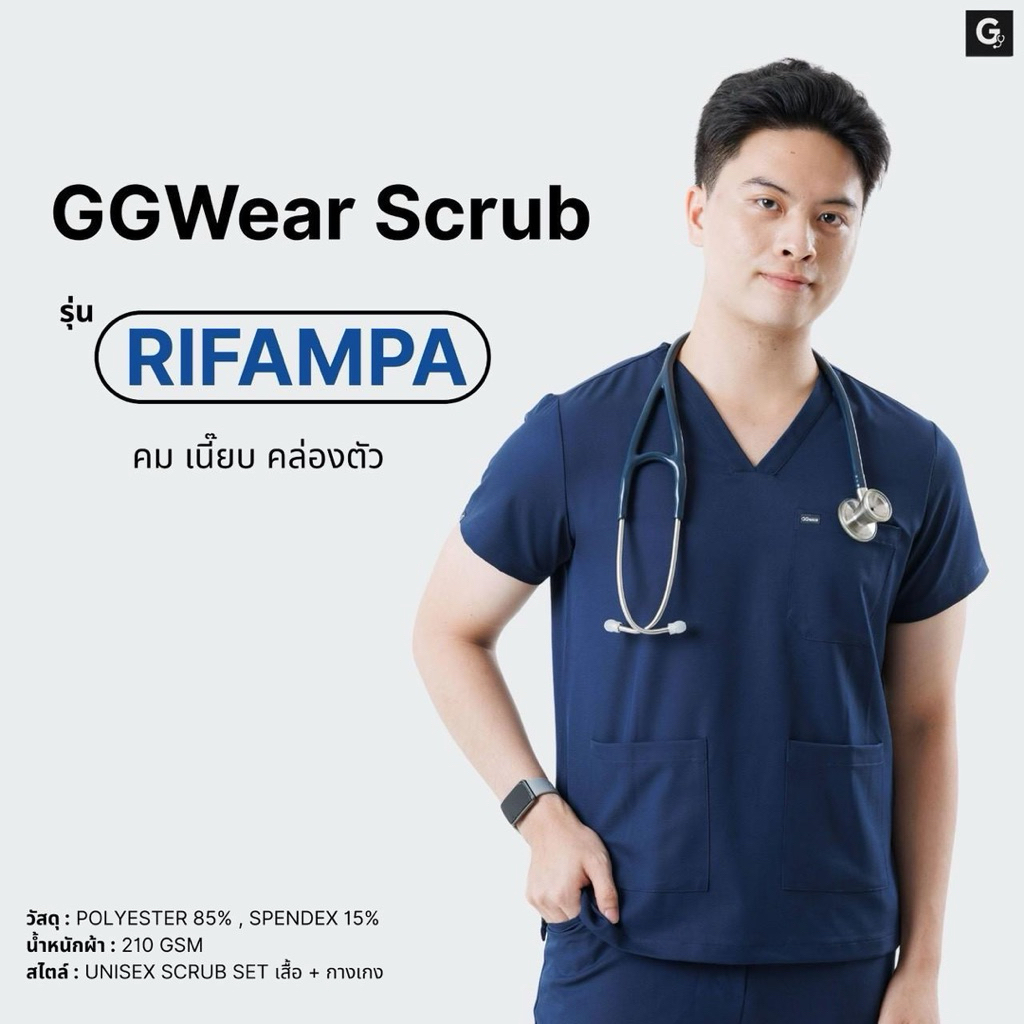 🩺 GGWear Scrub รุ่น “RIFAMPY” สี Navy Blue