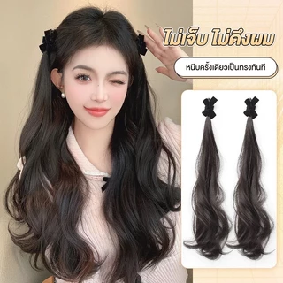 พร้อมส่ง!🇹🇭 ราคา/คูู่ กิ๊บโบว์สีดำหนีบผมพร้อมแฮร์พีช ผมลอน/ผมตรง กิ๊บแฮร์พีช ผมไหมเกรดคุณภาพพรีเมี่ยม เลียนแบบผมธรรมชาติ