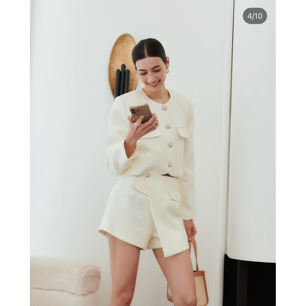 EZTRA Wear Daily Tweed Blazer สีWhite ของใหม่