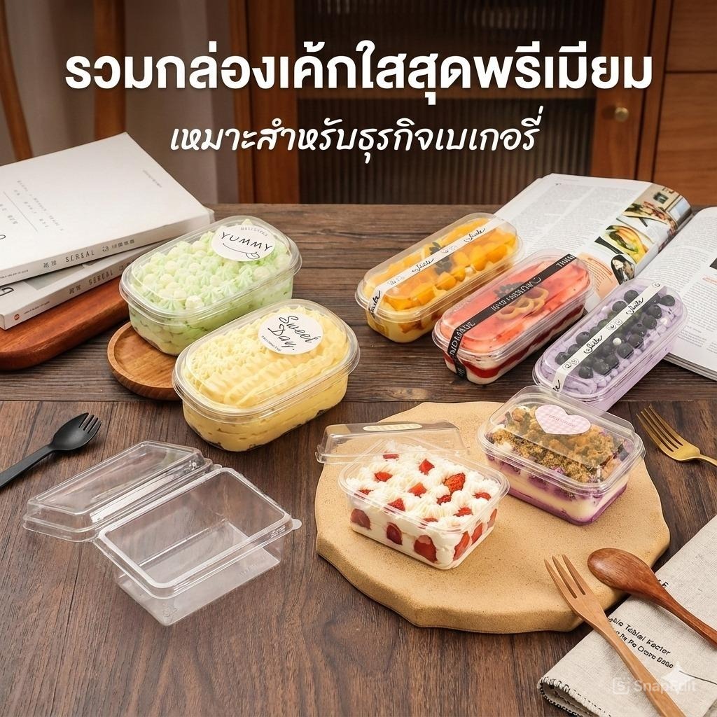 Bakery D'VER ❤️ กล่องมูสเค้ก 500ml (W150) และ 280ml (W092) กล่อง PET บานอฟฟี่ ใส่อาหาร กล่องเบเกอรี่