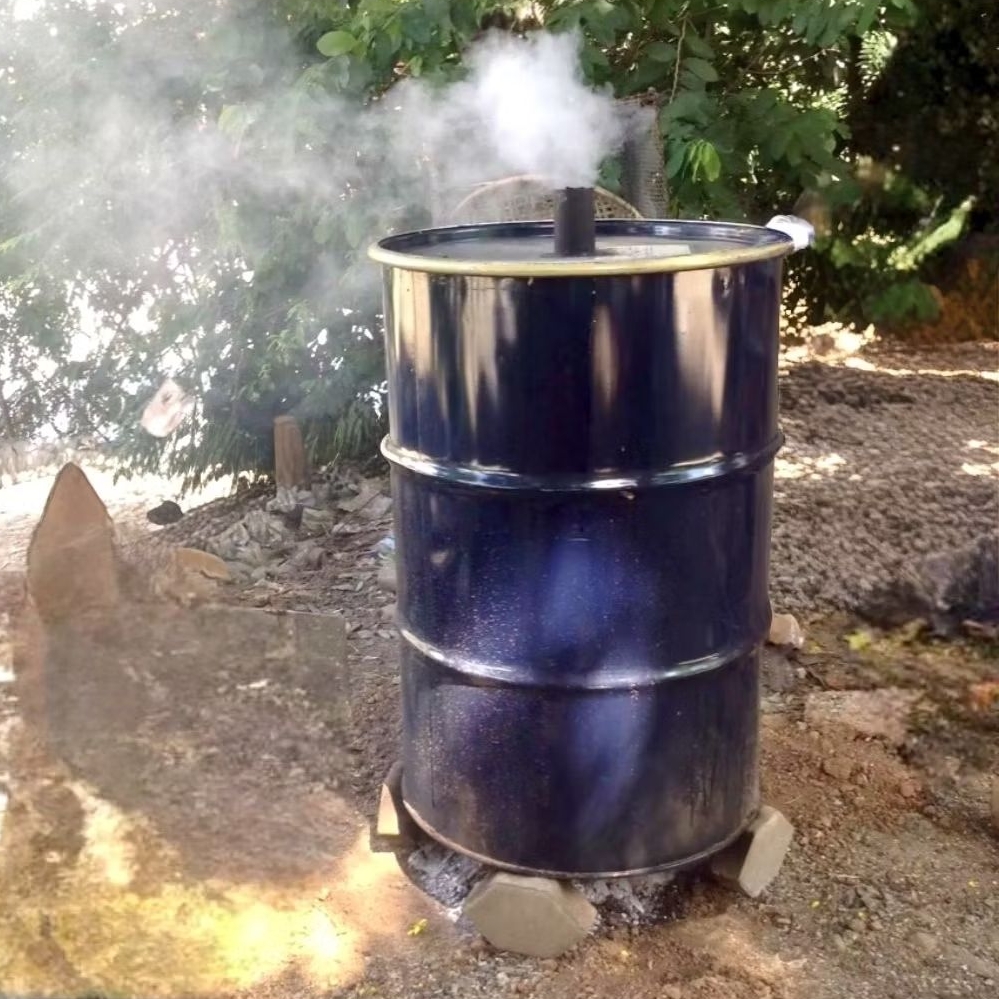 ถังเผาถ่าน เตาเผาถ่าน ใช้เผาไม้แห้ง ขนาด 200 ลิตร