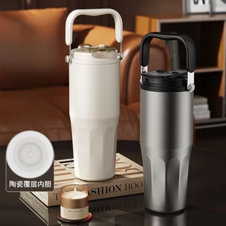 [รุ่นใหม่!] แก้วเก็บความเย็น 800ml ซับในเคลือบเซรามิก (Ceramic Liner) เก็บอุณหภูมิได้นานไม่ติดกลิ่น พร้อมหูหิ้วพกพาสะดวก