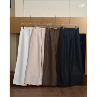 DAILY PANTS กางเกงขายาวเอวสูงดีเทลซิบหน้ากระดุมหน้า ผ้าลายยับพิเศษ นั่งทำงานทั้งวันก็ไม่ยับ ไม่ย้วย