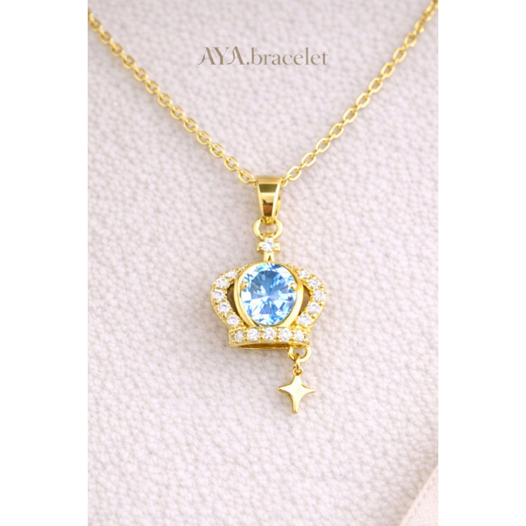 AYA Crown of Light Necklace (สร้อยคอมงกุฎคริสตัลฟ้า)