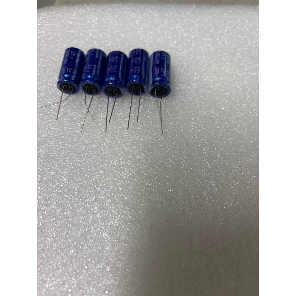 C2200uf/25vยี่ห้อELNA85’Cจำนวน5ตัวแท้ใหม่