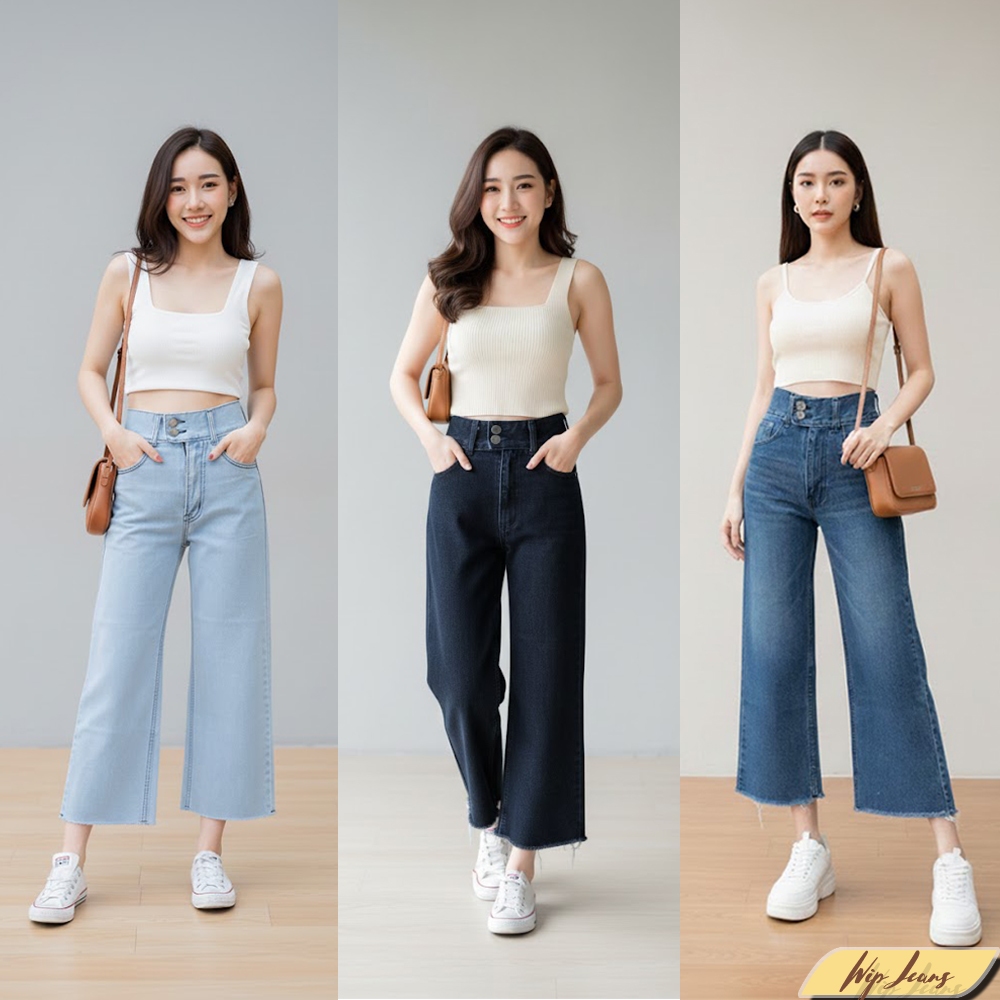 📌 กางเกงยีนส์ผู้หญิงขากระบอก S-5XL มี ไซส์ใหญ่ 🌈 เอวสูง ปลายตัดขาด กางเกงยีนส์สาวอวบทรงขากระบอก B003