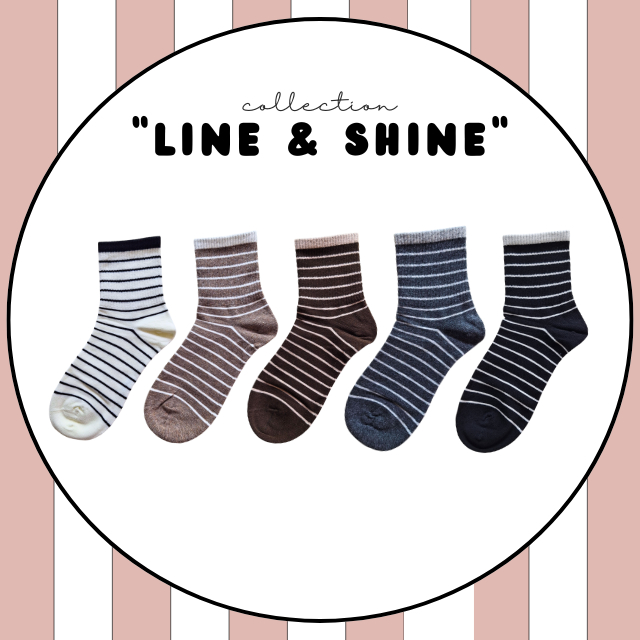 ⚪ ถุงเท้าข้อกลางลายทาง โทนสีเข้ม คอลเลคชั่น “Line and Shine” แมชง่ายกับทุกลุค ⚪