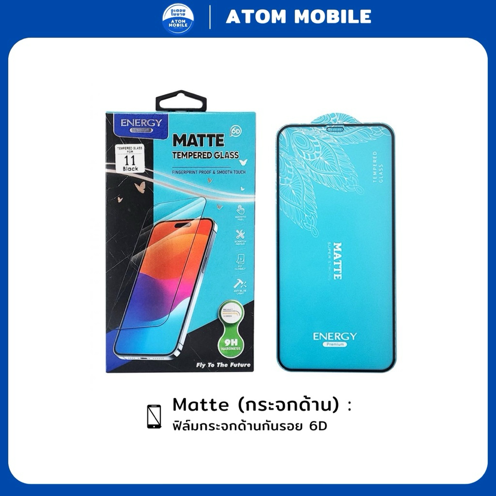 Matte (กระจกด้าน) : ฟิล์มกระจกด้านกันรอย 6D : IPhone
