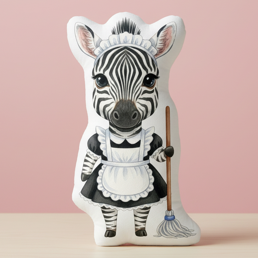หมอนไดคัท พิมพ์2ด้าน ตุ๊กตา Pillowdoll หมอนสกรีนรูป ลายสัตว์ French Maid FUNYG122 Zebra ม้าลาย