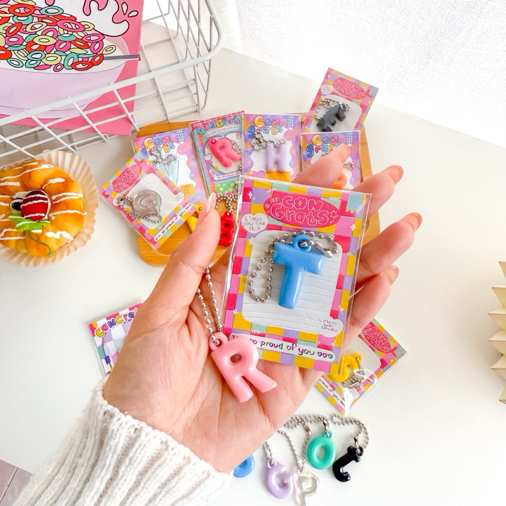 พวงกุญแจตัวอักษรคละสี+การ์ด ของขวัญปัจฉิม ของขวัญให้เพื่อน Giveaway ของDIY - รูปที่ 7