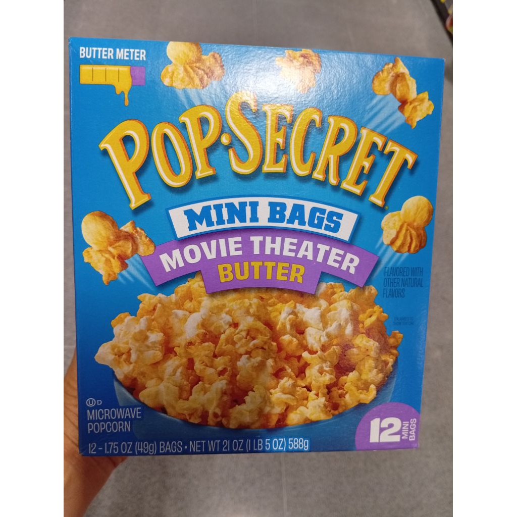 Pop Secret Movie Popcorn เมล็ดข้าวโพดดิบกลิ่นเนย สำหรับไมโครเวฟ 588 กรัม
