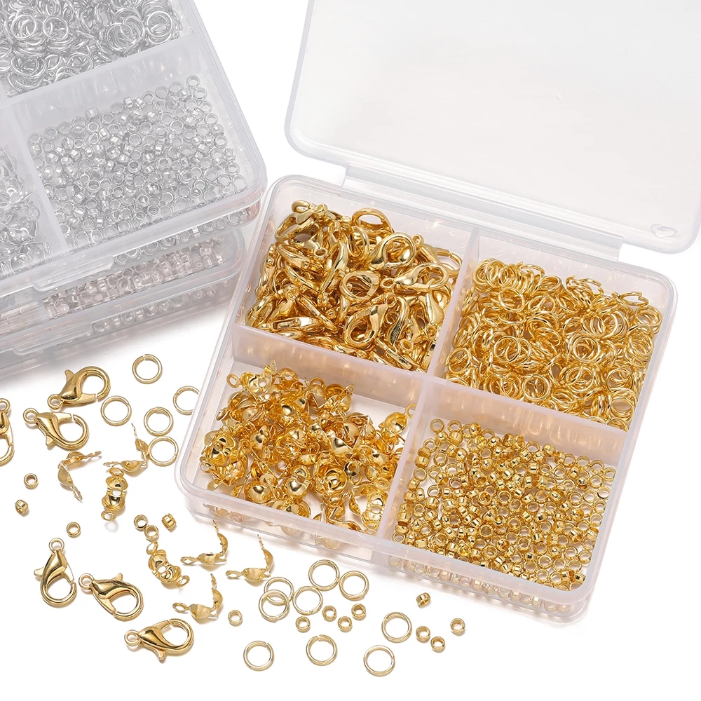 1set อุปกรณ์ทำเครื่องประดับ ทอง/เงิน ชุดเครื่องมื DIY อะไหล่สร้อย กันสนิม (ตะขอก้ามปู/ห่วงกลม/ตัวปิดปม/เม็ดบีบ)