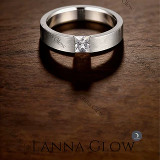Lanna Glow แหวนเงินแท้ 925 ผู้ชาย ฝังเพชรสวิส(CZ)
