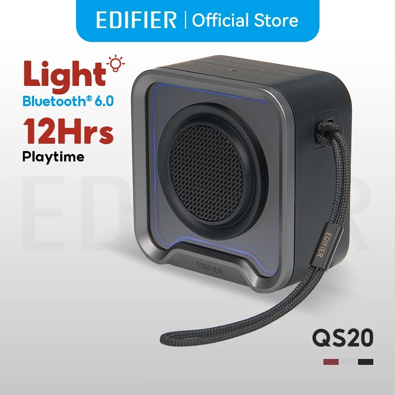 Edifier QS20 ลำโพงบลูทูธพกพา Bluetooth V6.0 6W (RMS) พร้อมเอฟเฟกต์แสง MIC กันน้ำระดับ IP67 จับคู่เสียงสเตอริโอ