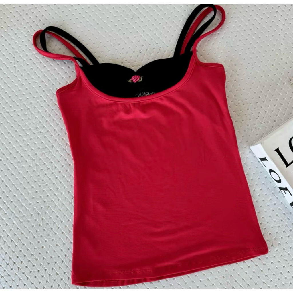 Atipa Little Flower Top เสื้อสายเดี่ยวแต่งดอกไม้ อก22-38 ความยาว17