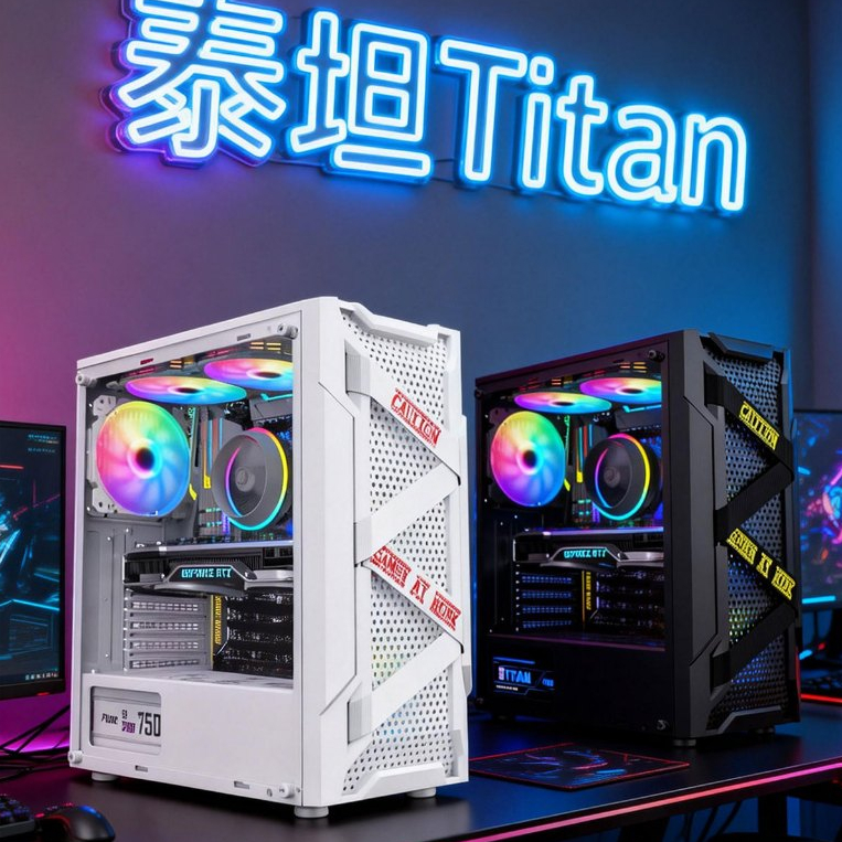 Mingsu Titan เคสคอมพิวเตอร์เดสก์ท็อปเกมด้านข้างโปร่งใส 240 พัดลมระบายความร้อน ATX บอร์ดขนาดใหญ่ back