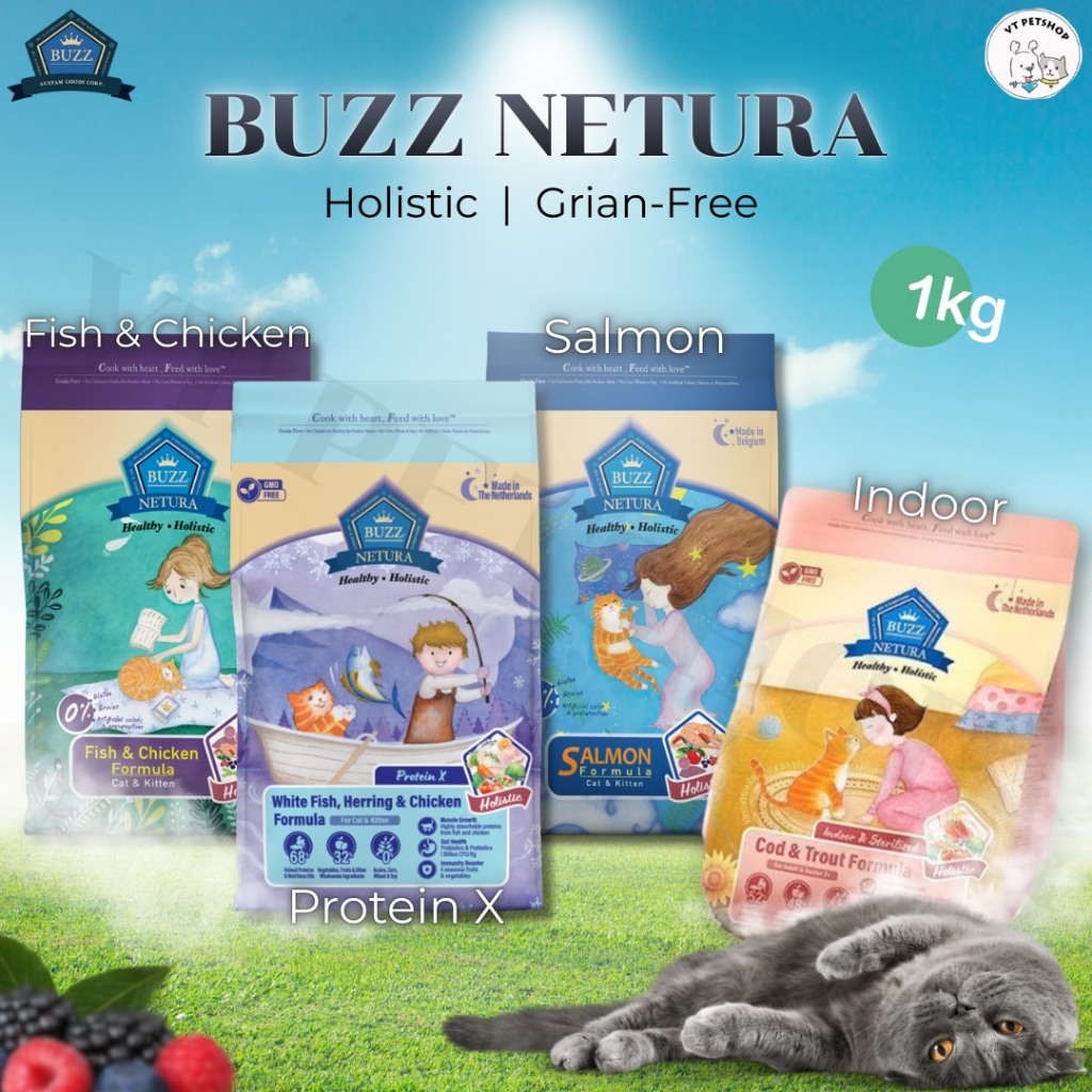 Buzz Netura อาหารแมวบัซซ์ เนทูรา น้ำหนัก 1 กก. Grain free / Holistic