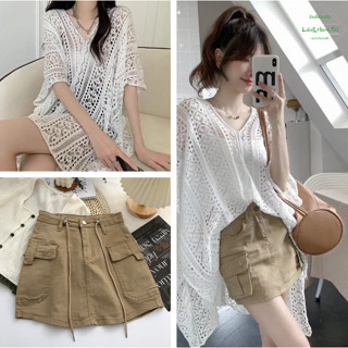 เสื้อไหมพรมถักคอวีแขนสั้น สไตล์ Oversize  ใส่สบายสุดชิลล์ 🧶ด…