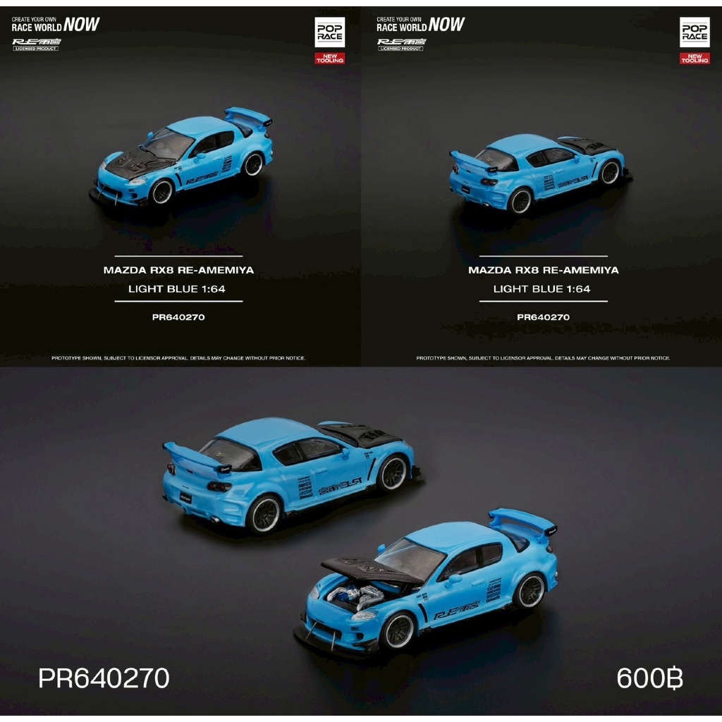 PR640270-MAZDA RX-8 RE-AMEMIYA LIGHT BLUE DIECAST SCALE MODEL CAR