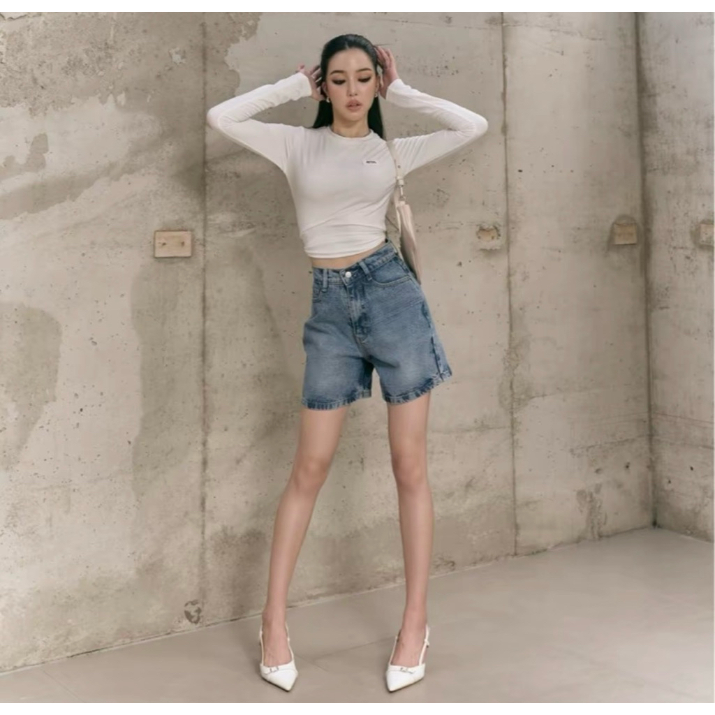 กางเกงยีนขาสั้นสียีนมือ2atipa